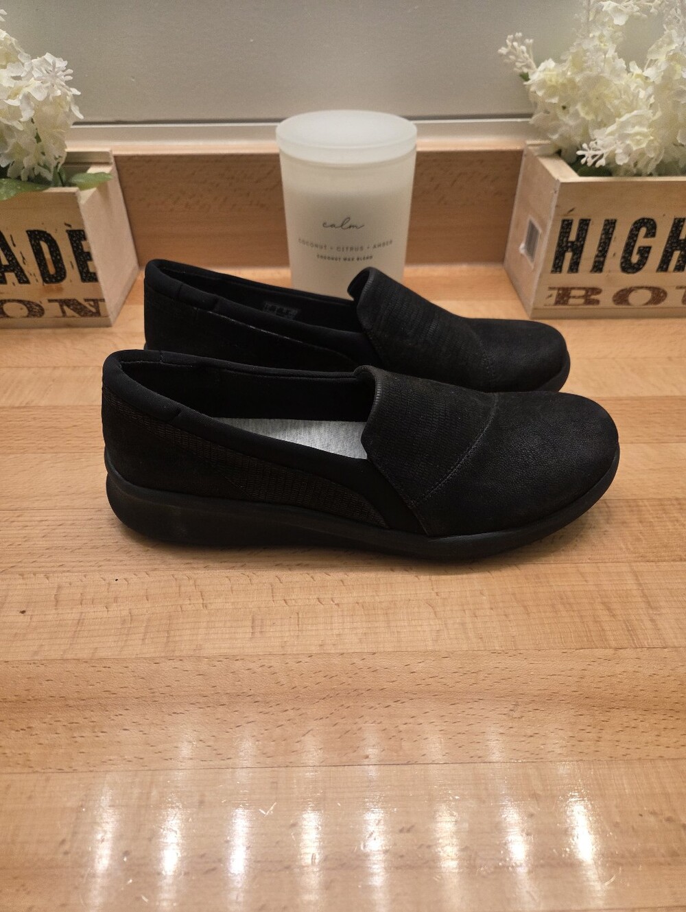 Clarks Sillian 2.0 Moon Loafer Comfort Shoes Black Slip-On Women Size 9